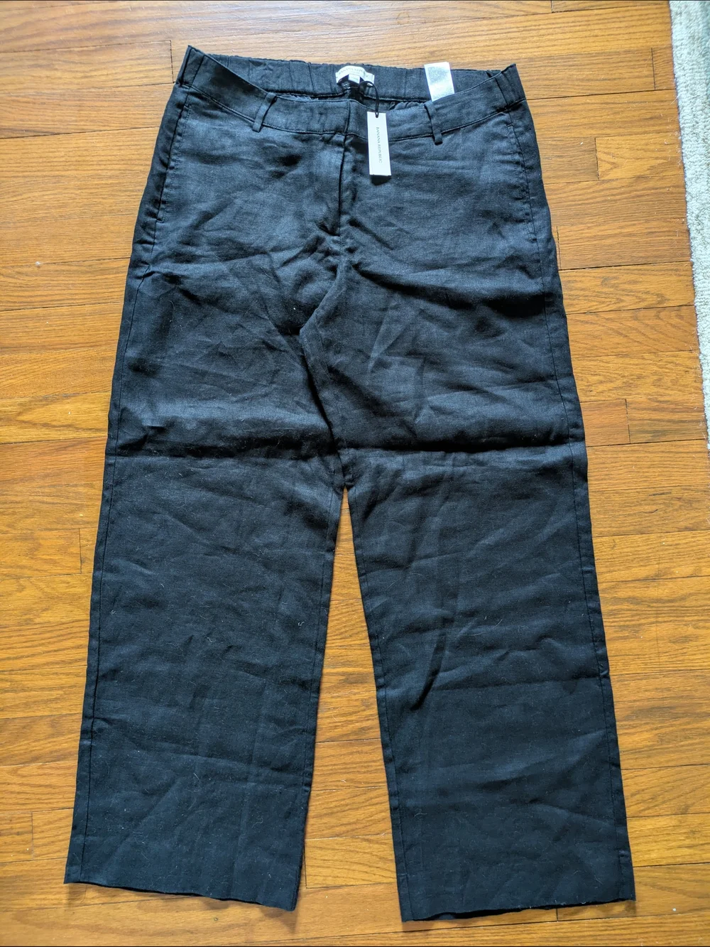 Banana Republic The Everyday Pant Black Wide-Leg Linen Trousers L